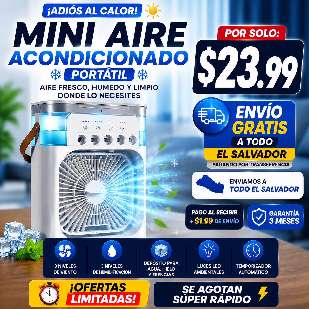 🧊 Mini ventilador Humificador - HELANDO RICO!
