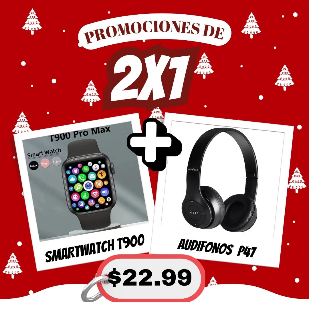🎄Promociones navidad,  Reloj inteligente + Audífonos bluetooth