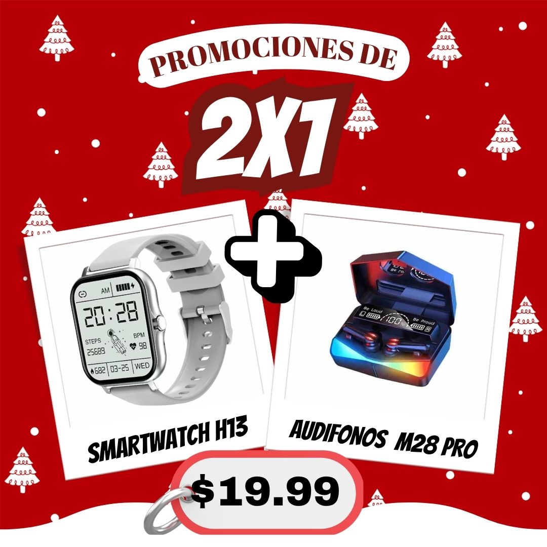 🎄Promociones navidad,  Reloj inteligente + Audífonos bluetooth