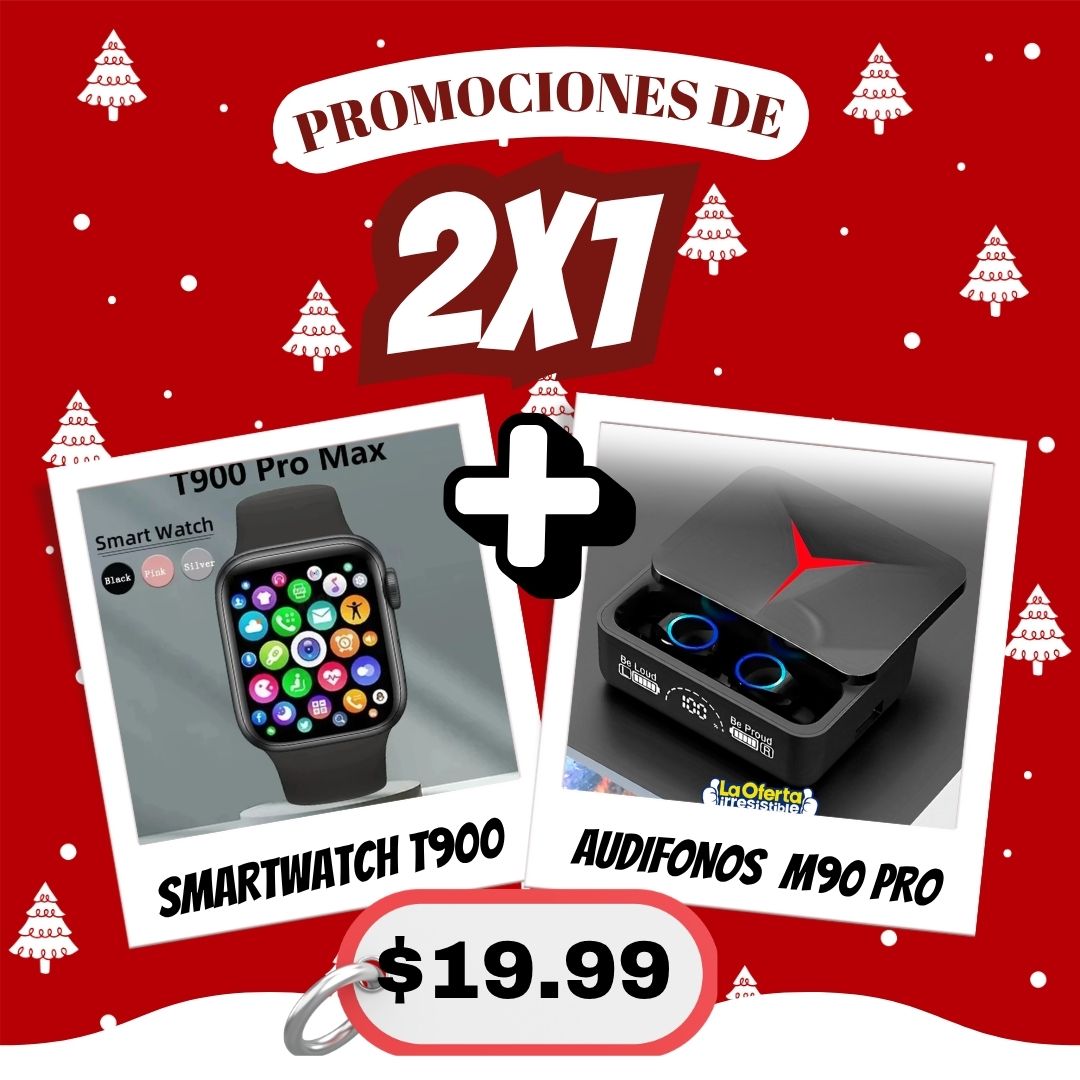 🎄Promociones navidad,  Reloj inteligente + Audífonos bluetooth