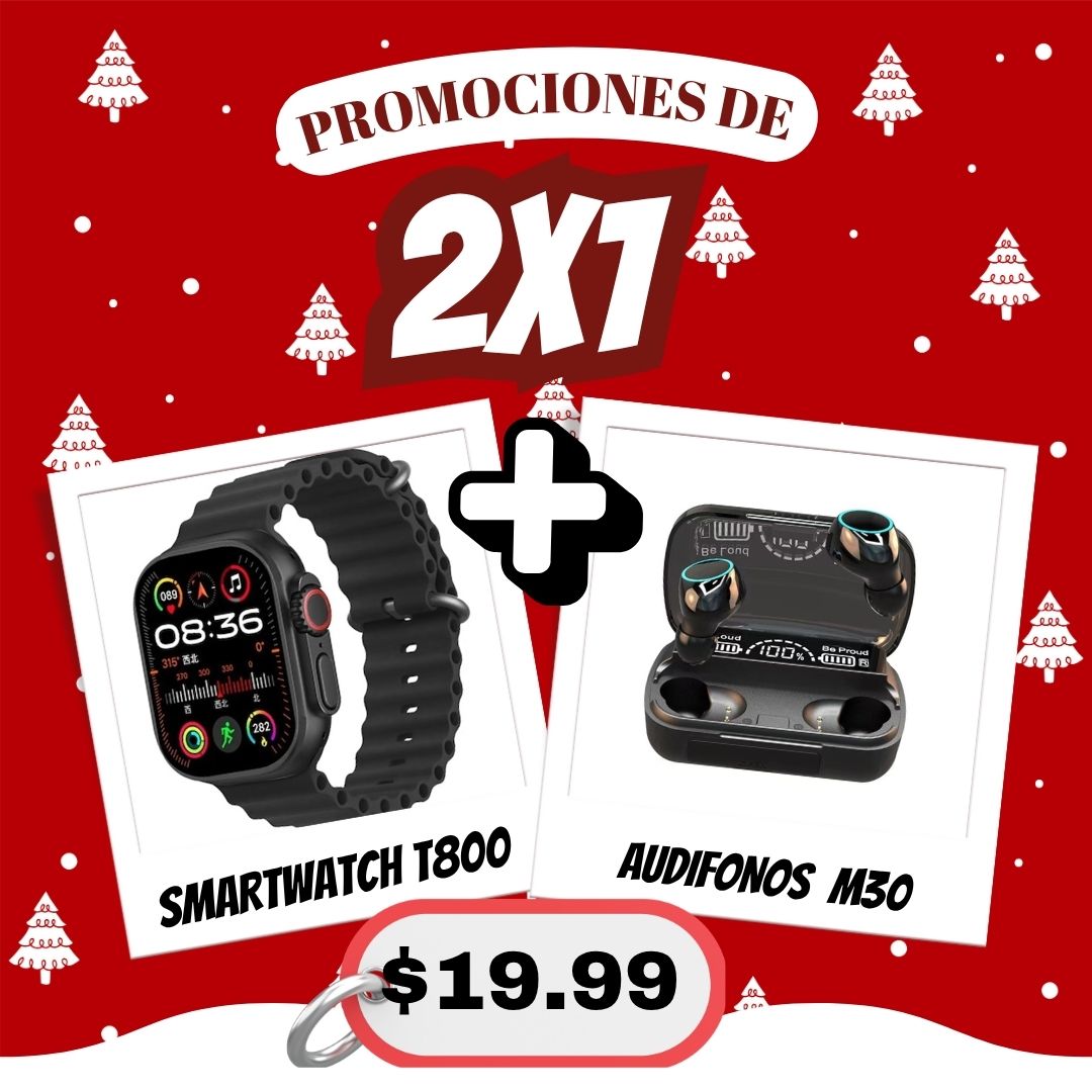🎄Promociones navidad,  Reloj inteligente + Audífonos bluetooth