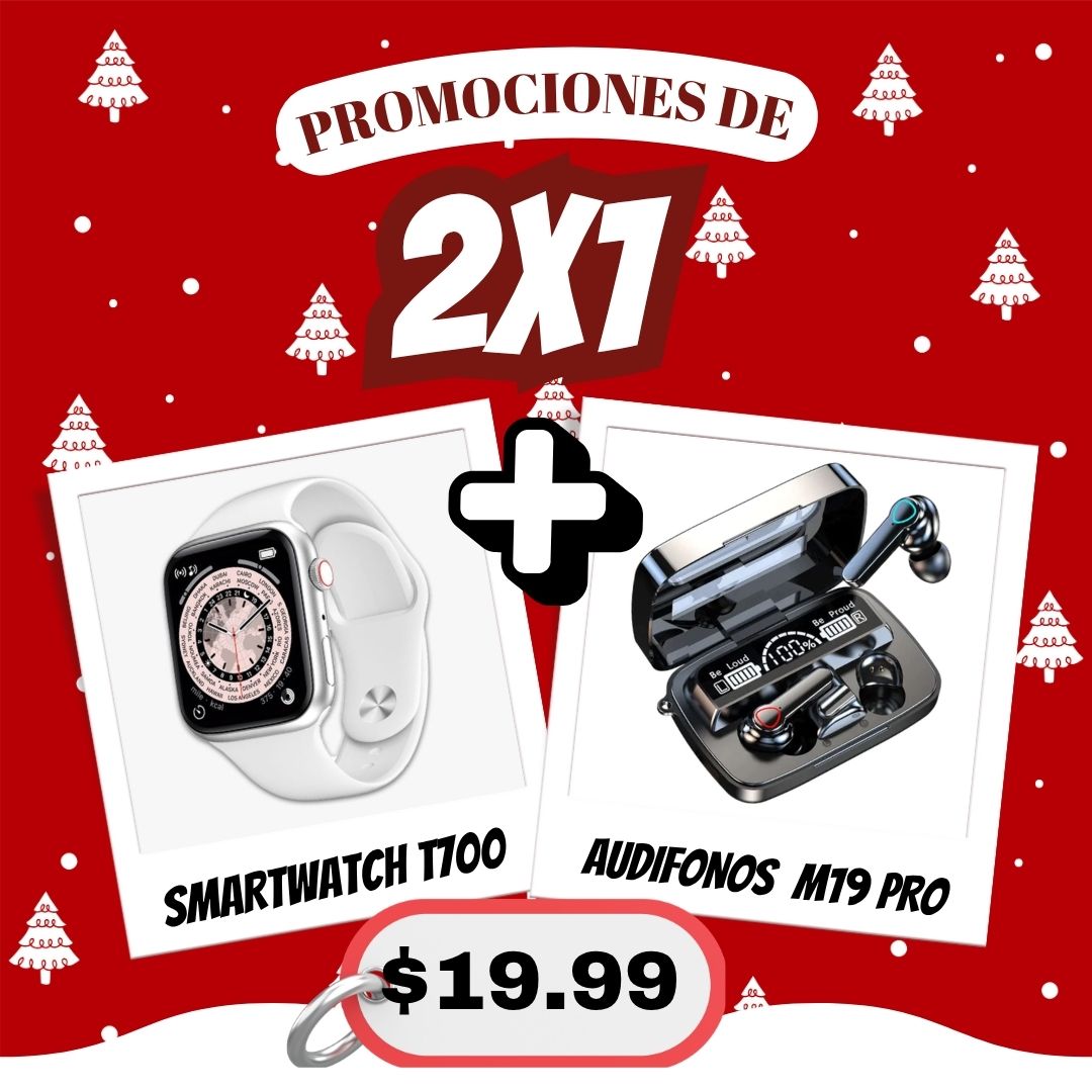 🎄Promociones navidad,  Reloj inteligente + Audífonos bluetooth